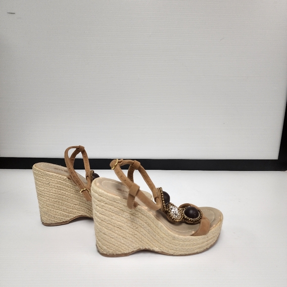 Skemo Embellished Open Toe  Espadrille Woven Wedge Heel Sandal Size 7 - Picture 3 of 12
